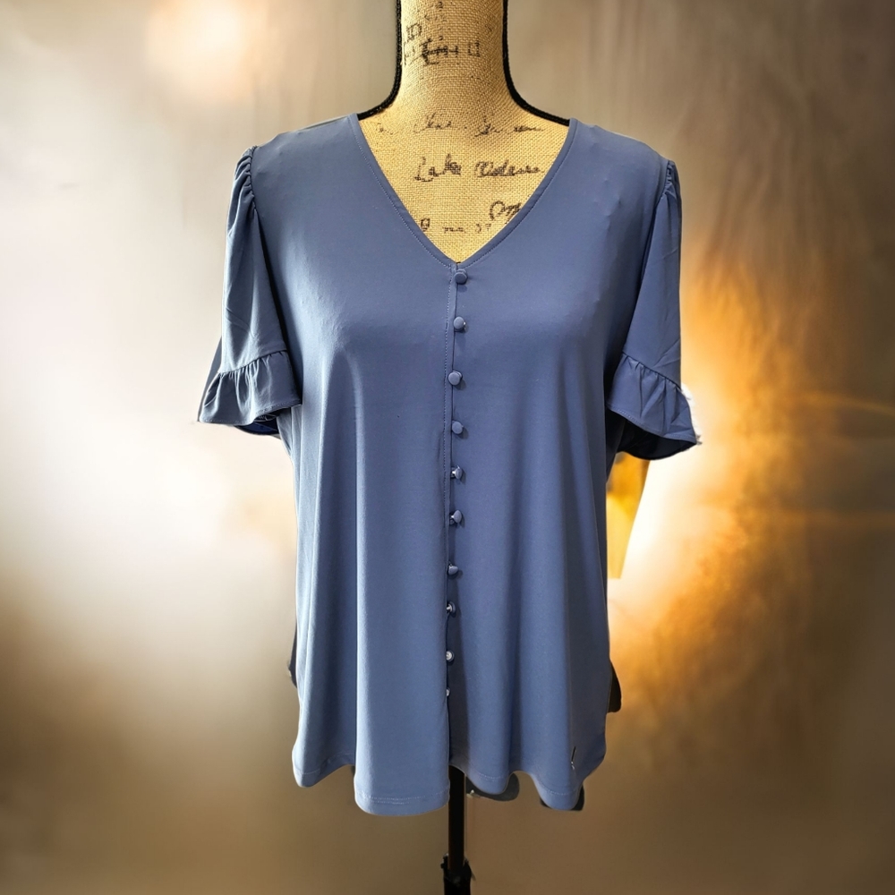 ANNE KLEIN BLUE DRESS BLOUSE